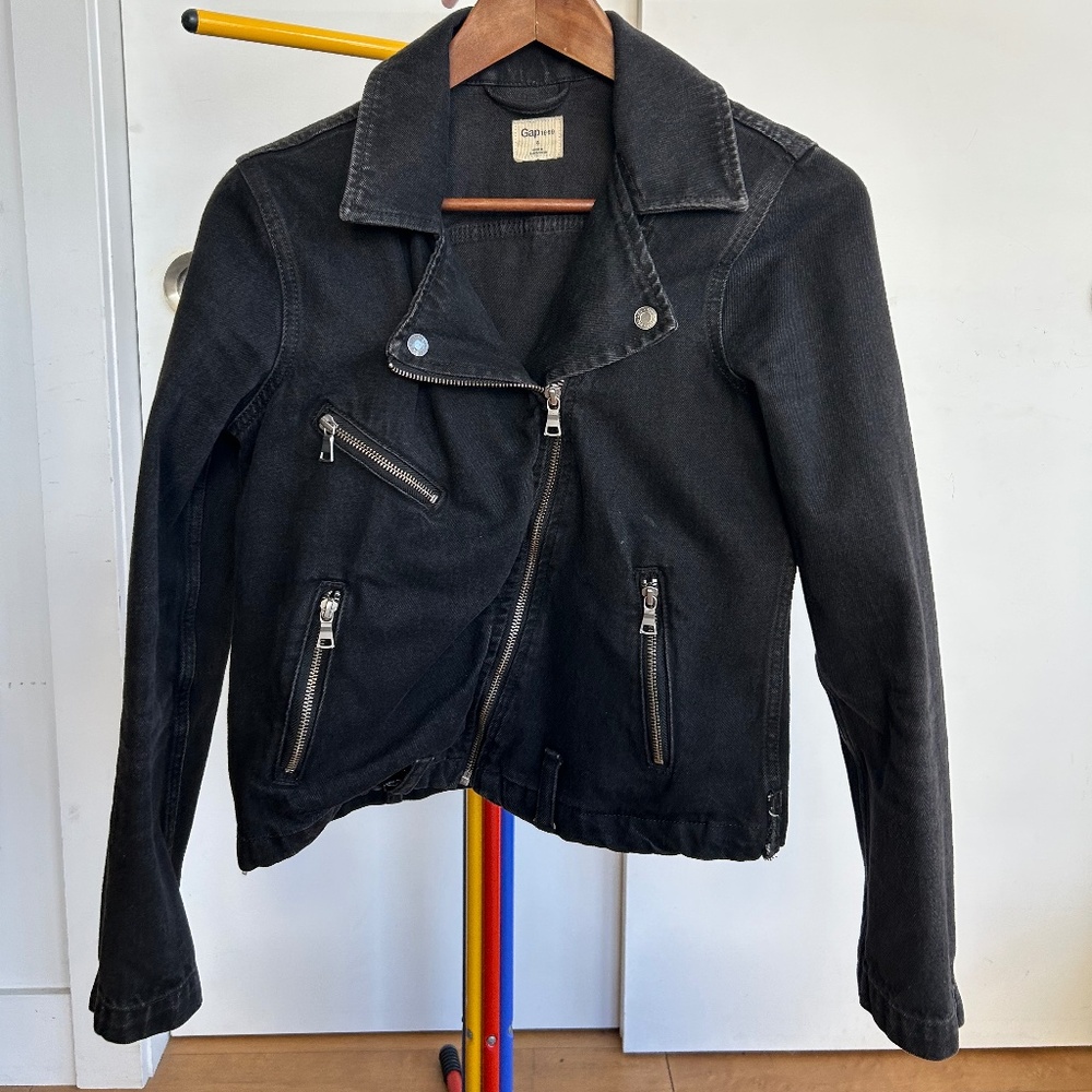 Gap Black Denim Moto Jacket